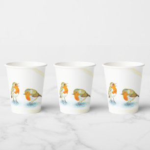 Red Robins in Winter    Paper Cups
