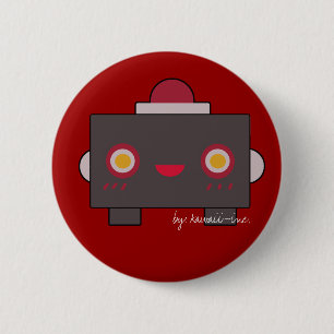 Red Robot 6 Cm Round Badge