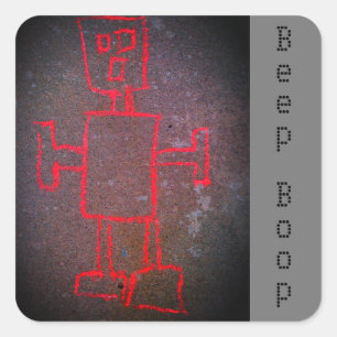 Red Robot Square Sticker