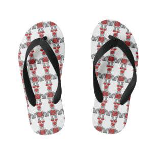 Red Robots   Children's Cute Kid's Jandals