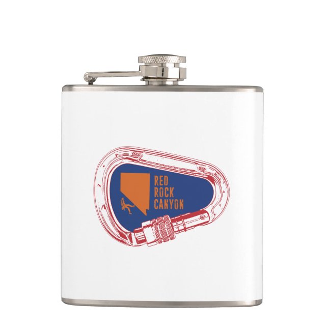 Red Rock Canyon Climbing Carabiner Hip Flask (Front)