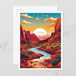 Red Rock Canyon Nevada Travel Vintage illustration Postcard