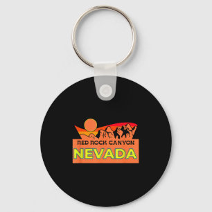 Red Rock Canyon Nevada Vintage Retro Sunset Travel Key Ring