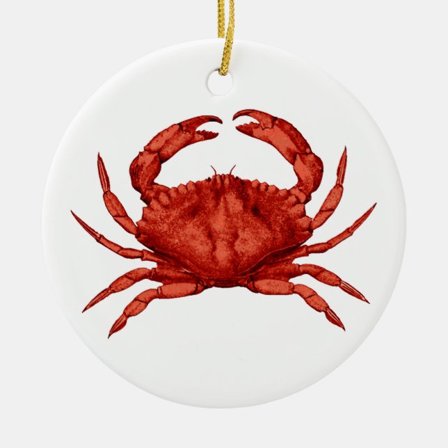 Red Rock Crab (Pacific) Ceramic Tree Decoration (Front)
