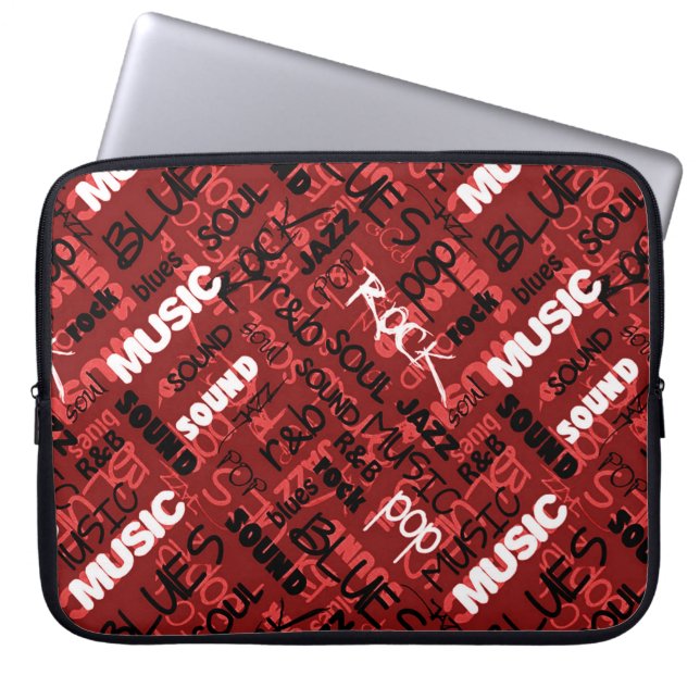 Red Rock Pop R & B Music Text Laptop Sleeve (Front)