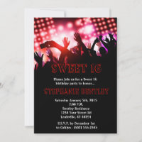 Red Rock Star Sweet 16 Birthday Invitation