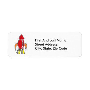 Red Rocket Ship Spaceship Cute Cartoon