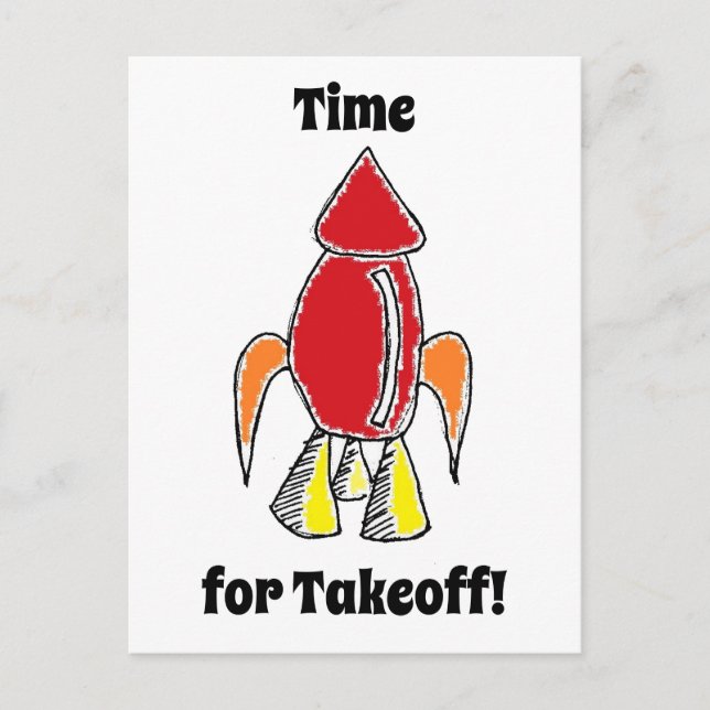 Red Rocket Ship Spaceship Cute Cartoon Postcard (Front)