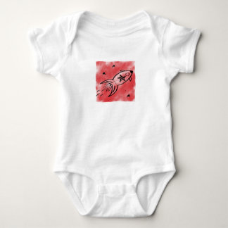 Red Rocketship by CussdumDesigns Baby Bodysuit