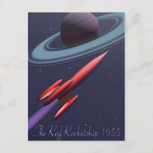 Red Rocketship Postcard