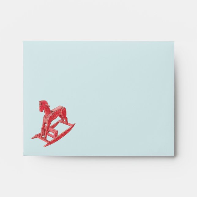 Red Rocking Horse stripes Note Card Envelope (Front)