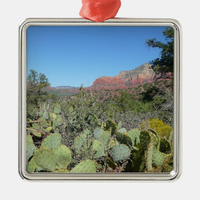 Red Rocks and Cacti I Metal Tree Decoration (Front)