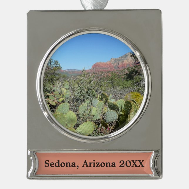 Red Rocks and Cacti I Silver Plated Banner Ornament (Front)