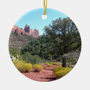 Red Rocks and Cacti II in Sedona Arizona Ceramic Tree Decoration