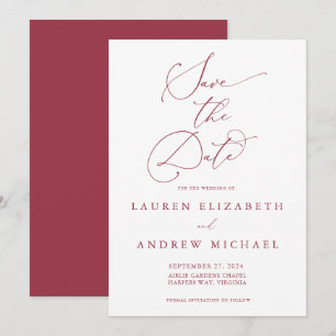 Red Romantic Holiday Save the Date Invitation
