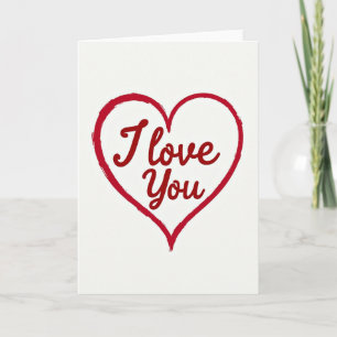Red Romantic I Love You Brushstroke Card