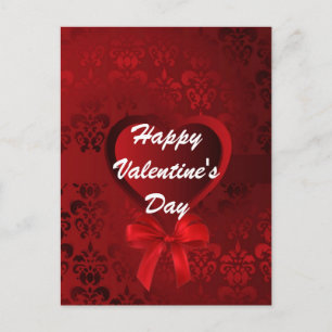 Red romantic love heart Valentines Holiday Postcard