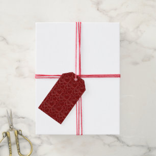 Red Romantic Vintage Hearts Pattern Valentines Gift Tags