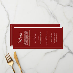 Red Romantic Wedding Reception Dinner Menu