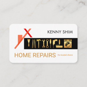 Red Roof Gold Handyman Tools Home Repair Layer Business Card