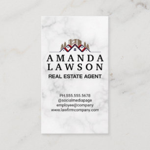 Red Roof Real Estate Logo and Trees Property Appointment Card