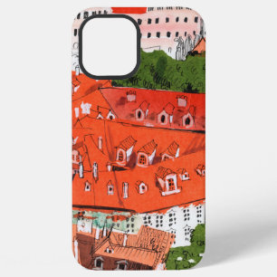 Red Roofs Prague Czech Cityscape Paper Collage Art iPhone 12 Pro Max Case