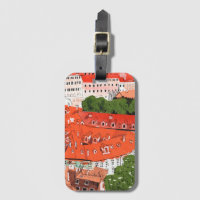Red Roofs Prague Czech Cityscape Paper Collage Art