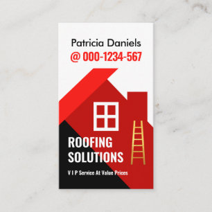 Red Rooftop Building Roofing Business Card