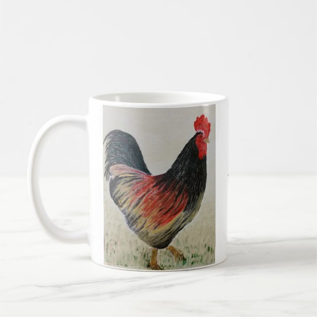 Red Rooster Acrylic Painting Mug (Left)