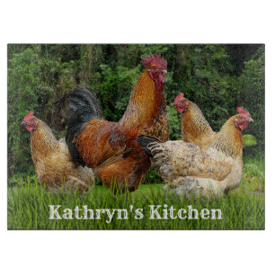 Red Rooster and Hens Cutting Board