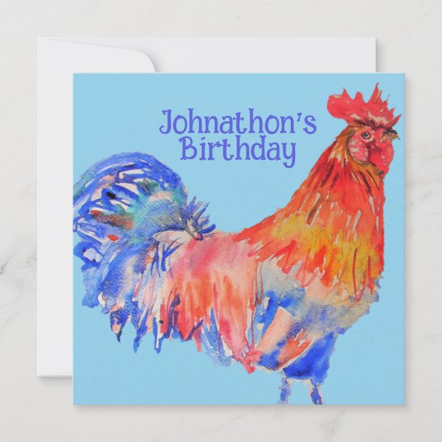 Red Rooster Boys Birthday Party Invitation (Front)