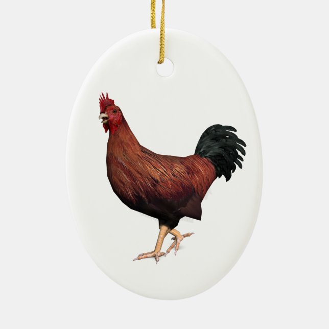 Red Rooster Ceramic Tree Decoration (Back)