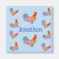 Red Rooster Chickens Boys Happy Birthday Name
