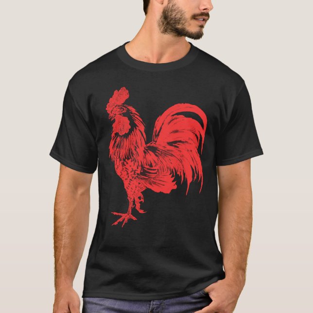 Red Rooster Cocky Vintage Rooster T-Shirt (Front)