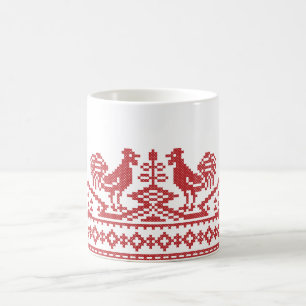 Red Rooster cross-stitch Coffee Mug
