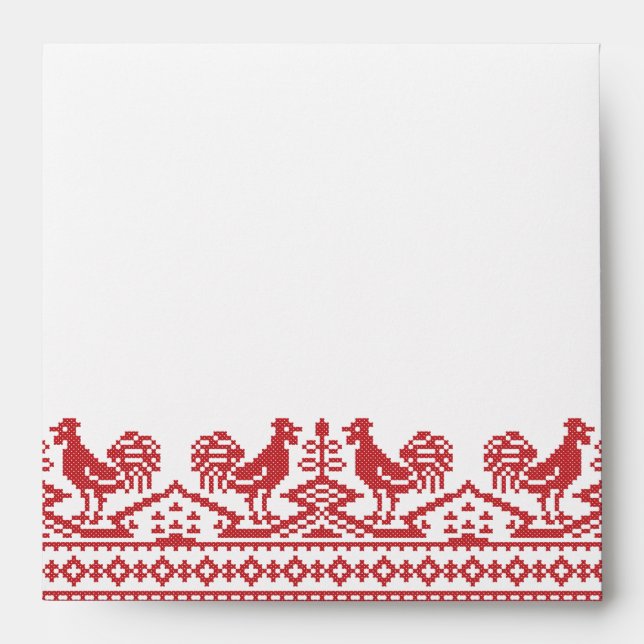 Red Rooster cross-stitch Envelope (Front)