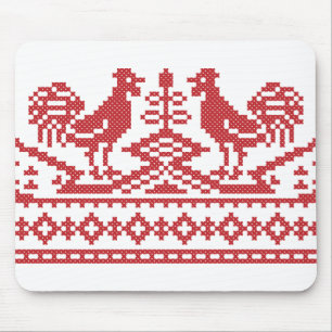 Red Rooster cross-stitch Mouse Pad