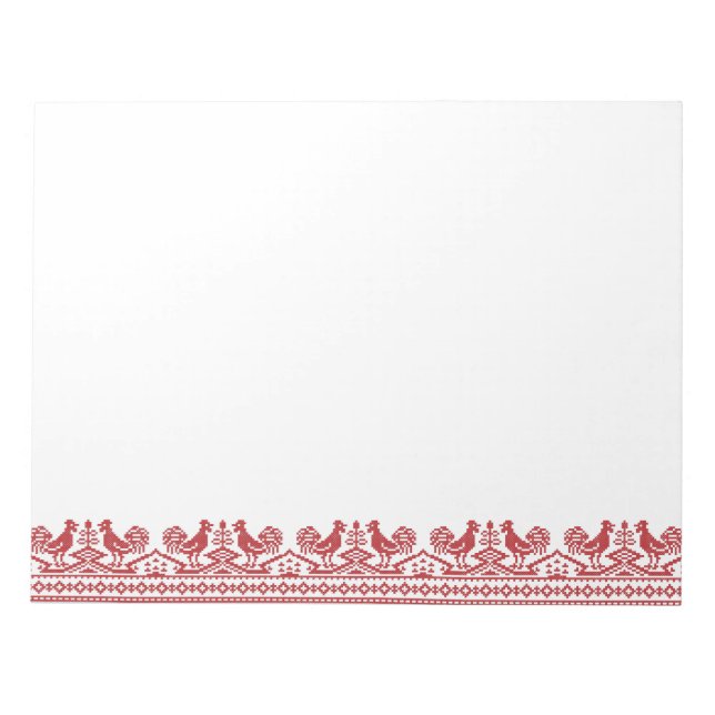 Red Rooster cross-stitch Notepad (Front)