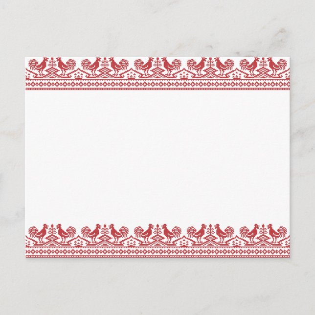 Red Rooster cross-stitch Postcard (Front)