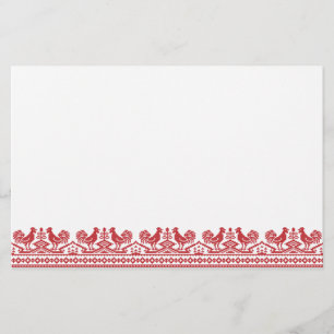 Red Rooster cross-stitch Stationery