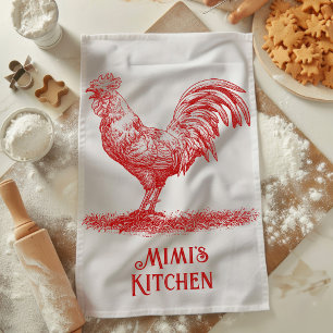 Red Rooster Tea Towel Customisable Name Gift