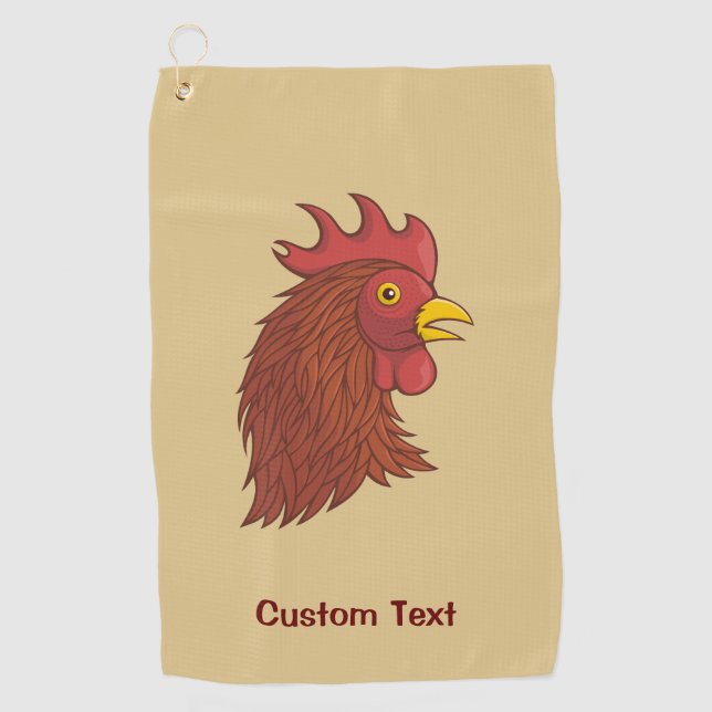 Red Rooster's Head Golf Towel (Front)