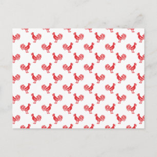 Red Roosters seamless pattern Postcard