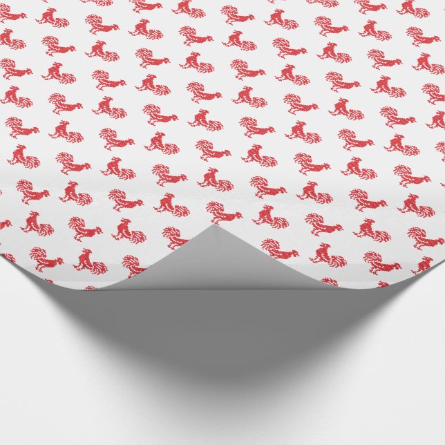 Red Roosters seamless pattern Wrapping Paper (Corner)