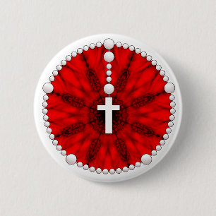 Red Rosary Dream Catcher 6 Cm Round Badge
