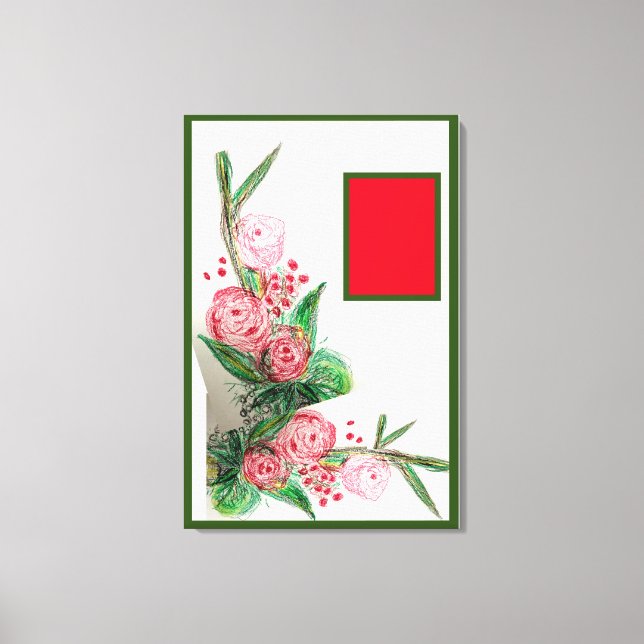 Red Rosas Asymmetric Arrangement Canvas Print (Front)