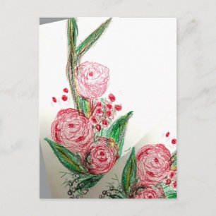 Red Rosas Asymmetric Postcard