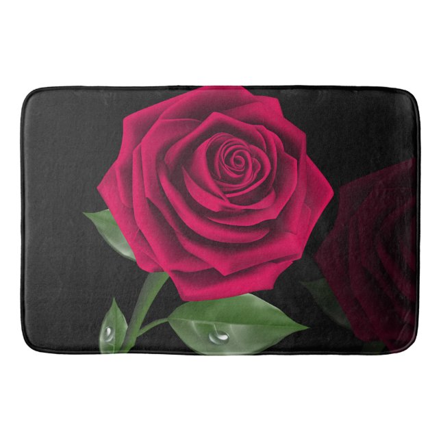 Red Rose -1Custom Large Bath Mat (Front)