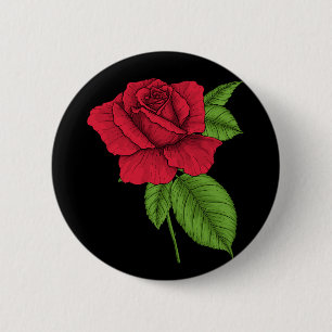 Red rose 2 6 cm round badge