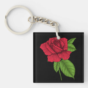 Red rose 2 key ring